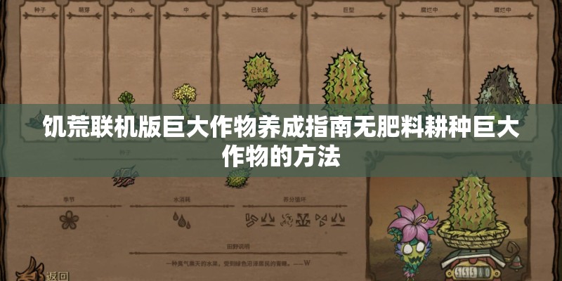 饥荒联机版巨大作物养成指南无肥料耕种巨大作物的方法