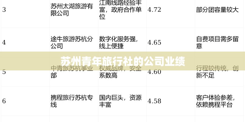 苏州青年旅行社的公司业绩
